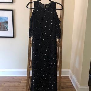 Who What Wear Polkadot Cold Shoulder Midi-Dress